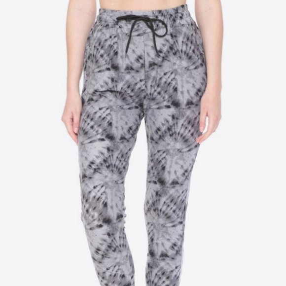 LOVEIT Full Size Printed Drawstring Waist Leggings - Picture 1 of 5
